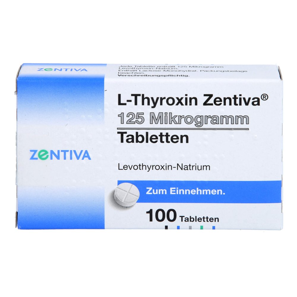 Das Produktfoto zeigt L-Thyroxin Zentiva 125 Mikrogramm Tabletten (100 stk) PZN 16778380