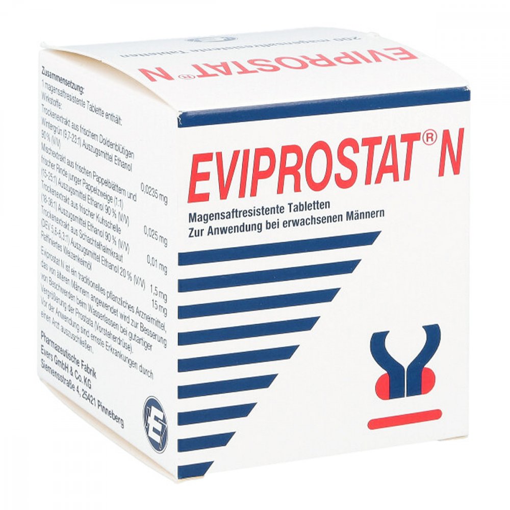 Das Produktfoto zeigt Eviprostat N Magensaftresistente Tabletten (200 stk) PZN 16779942