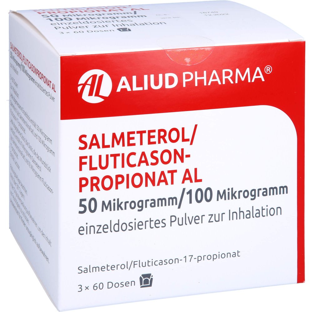 Das Produktfoto zeigt Salmeterol/Fluticasonpropionat Al 50μg/100μg 3x60 (3X60 stk) PZN 16785629