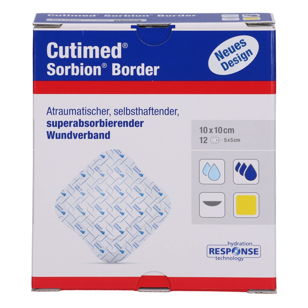 Cutimed Sorbion Border Wundauflage 10x10 Cm Steril (12 stk)