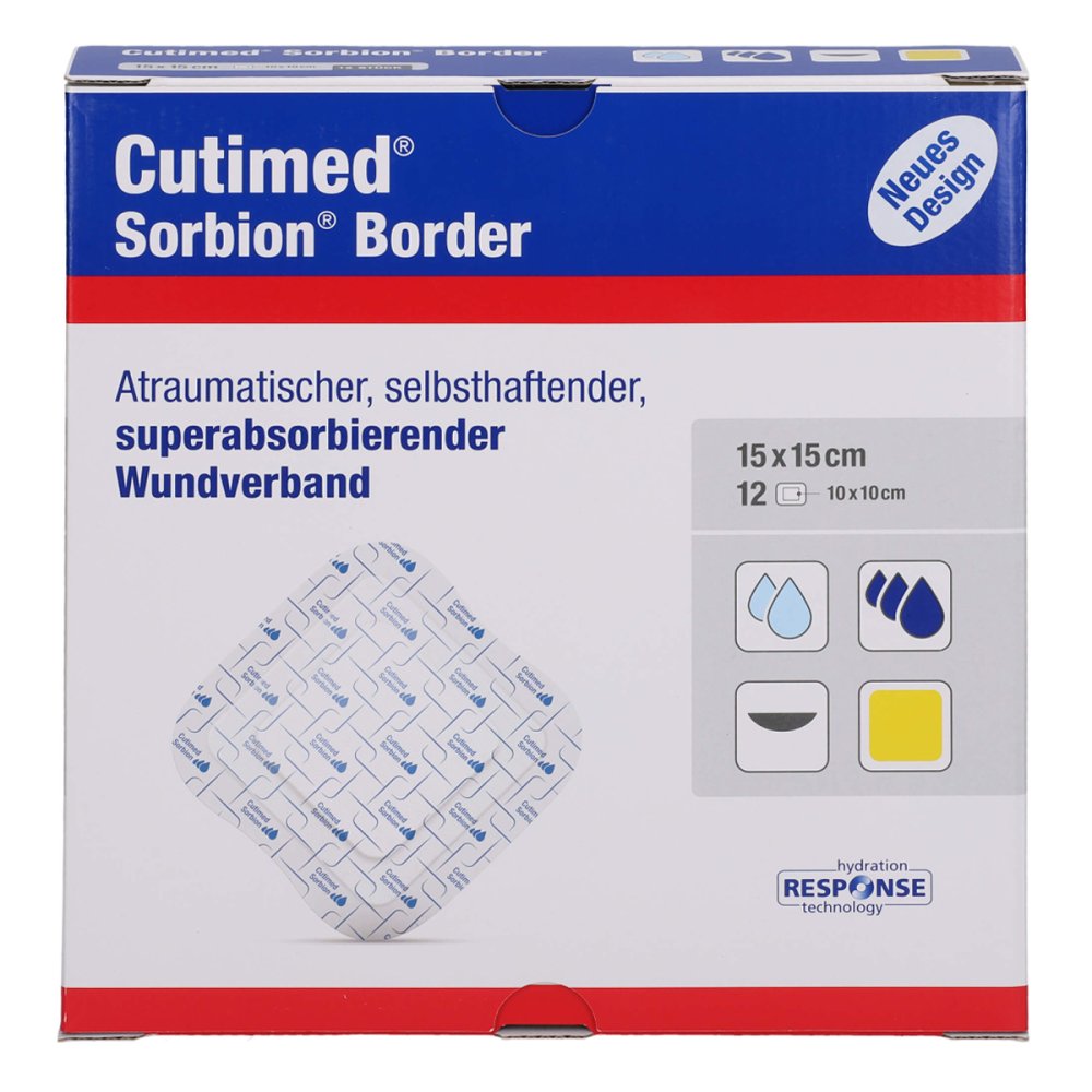 Cutimed Sorbion Border Wundauflage 15x15 Cm Steril (12 stk)