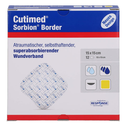 Das Produktfoto zeigt Cutimed Sorbion Border Wundauflage 15x15 Cm Steril (12 stk) PZN 16792339