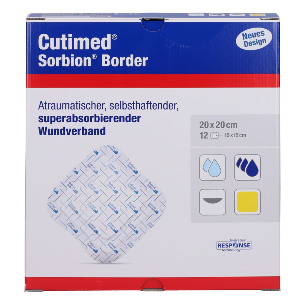 Cutimed Sorbion Border Wundauflage 20x20 Cm Steril (12 stk)