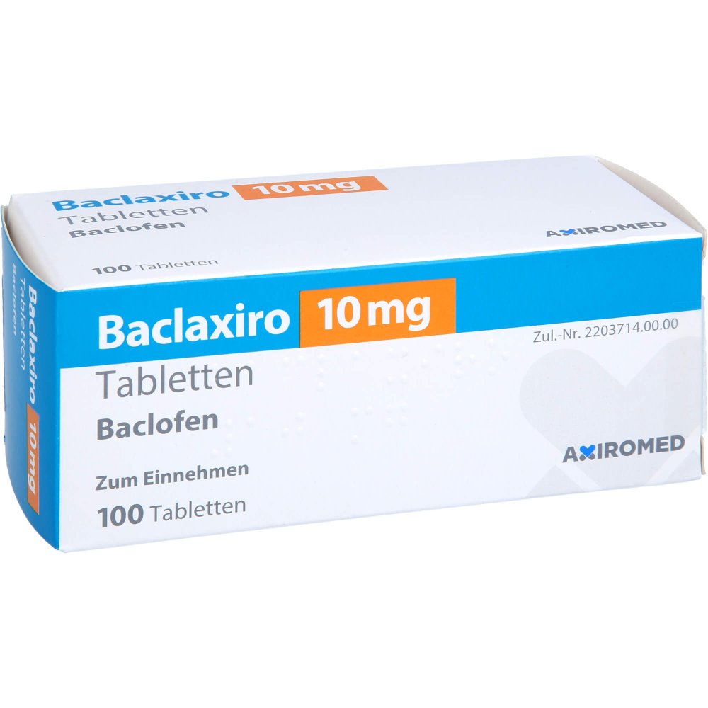 Das Produktfoto zeigt Baclaxiro 10 Mg Tabletten (100 stk) PZN 16793043
