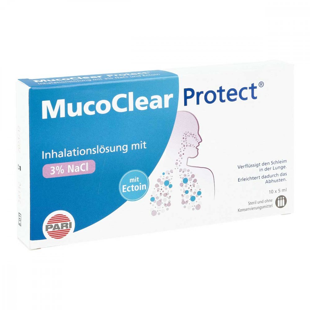 Das Produktfoto zeigt Mucoclear Protect Inhalationslösung (10X5 ml) PZN 16804114