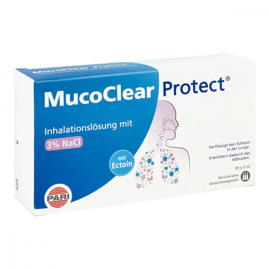 Das Produktfoto zeigt Mucoclear Protect Inhalationslösung (20X5 ml) PZN 16804120
