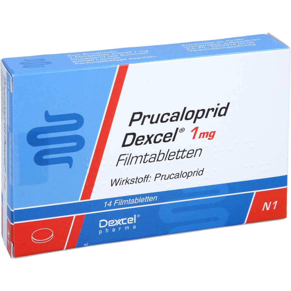 Das Produktfoto zeigt Prucaloprid Dexcel 1 Mg Filmtabletten (14 stk) PZN 16806202