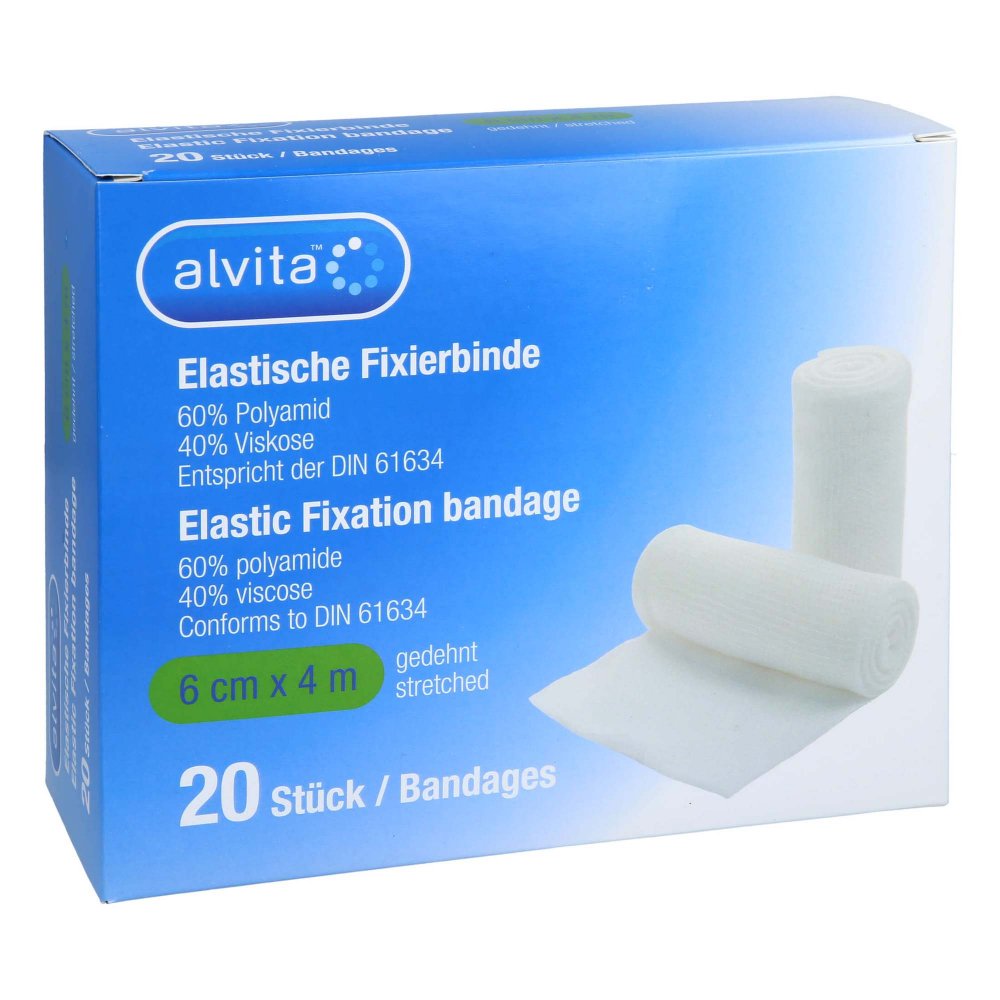 Das Produktfoto zeigt Alvita Elastische Fixierbinde 6 Cmx4 M (20 stk) PZN 16811491