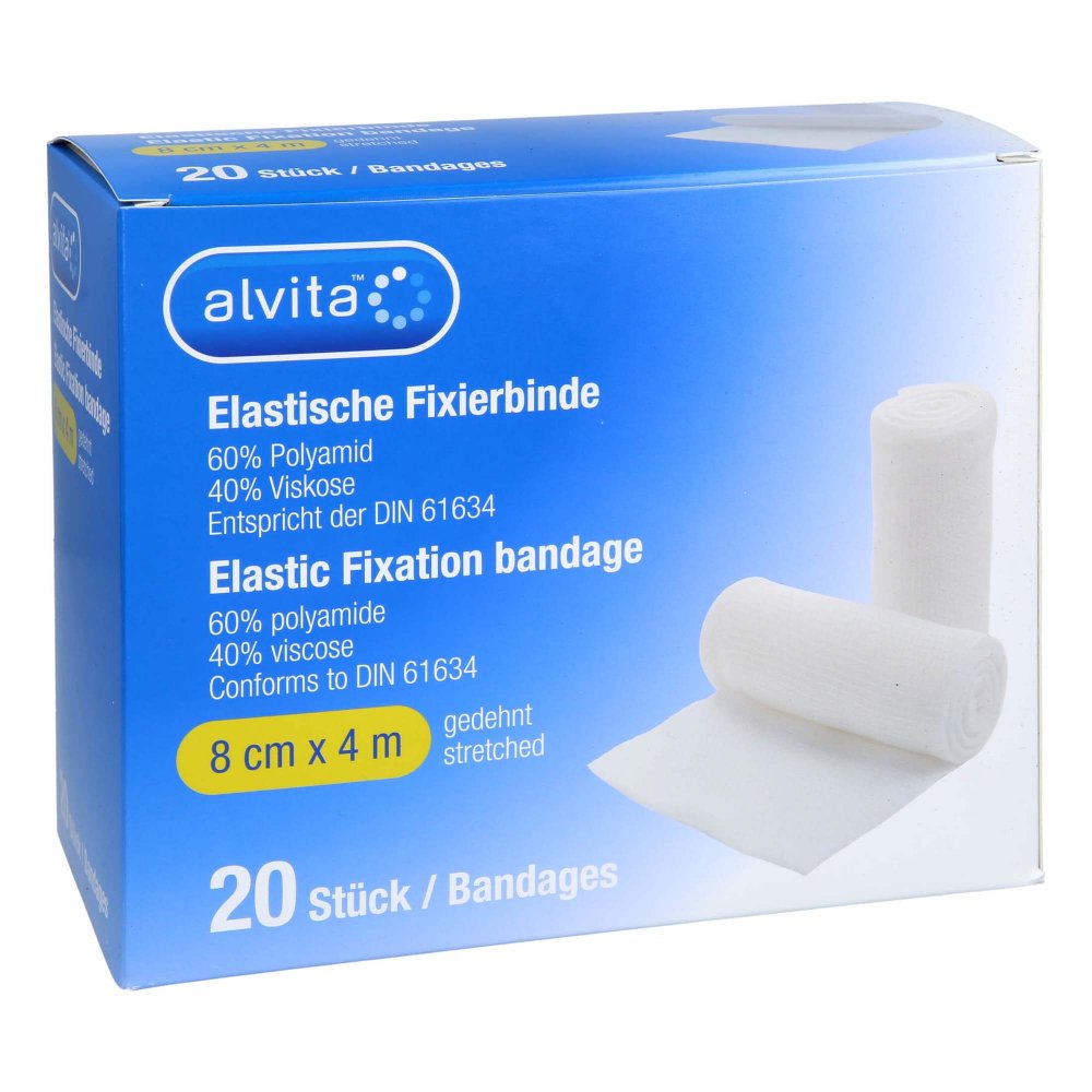 Das Produktfoto zeigt Alvita Elastische Fixierbinde 8 Cmx4 M (20 stk) PZN 16811545
