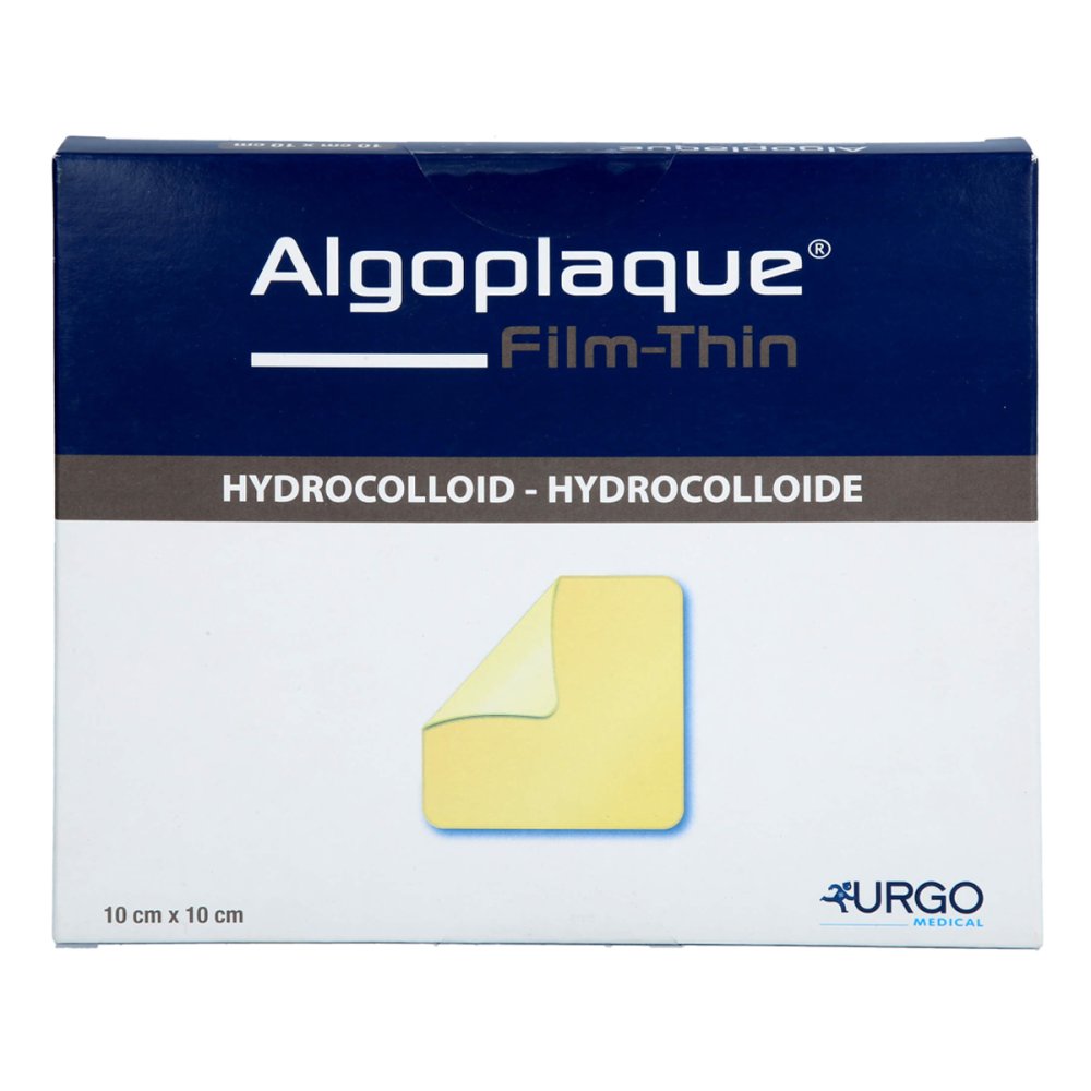 Das Produktfoto zeigt Algoplaque Film 10x10 Cm Hydrokolloidwundaufl. (10 stk) PZN 16819647