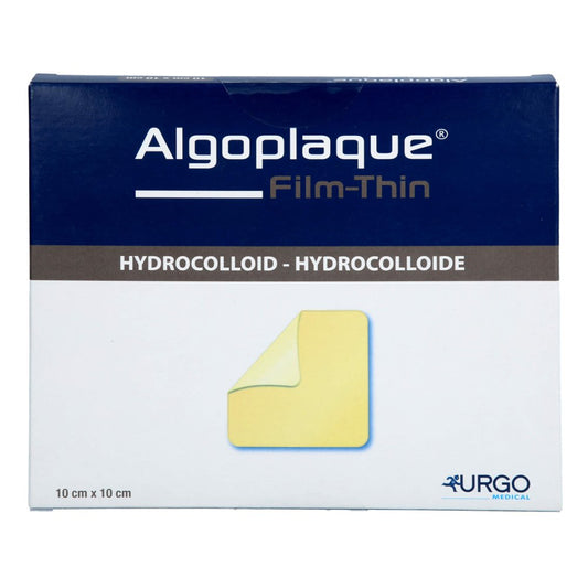 Das Produktfoto zeigt Algoplaque Film 10x10 Cm Hydrokolloidwundaufl. (10 stk) PZN 16819647
