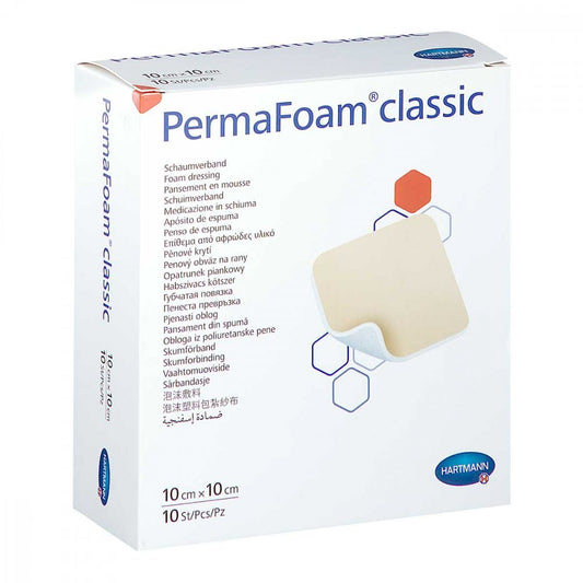 Das Produktfoto zeigt Permafoam Classic Schaumverband 10x10 Cm (10 stk) PZN 16822879