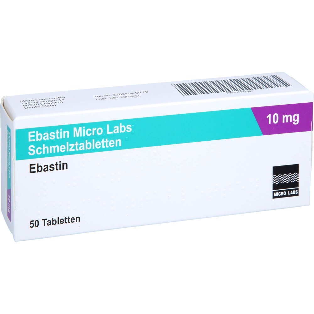 Das Produktfoto zeigt Ebastin Micro Labs 10 Mg Schmelztabletten (50 stk) PZN 16824588