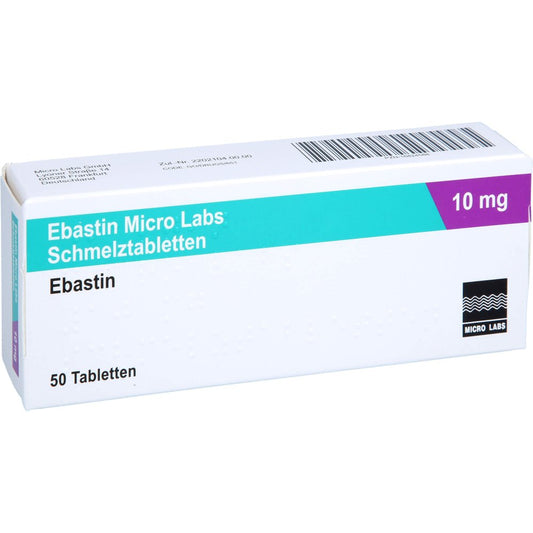 Das Produktfoto zeigt Ebastin Micro Labs 10 Mg Schmelztabletten (50 stk) PZN 16824588
