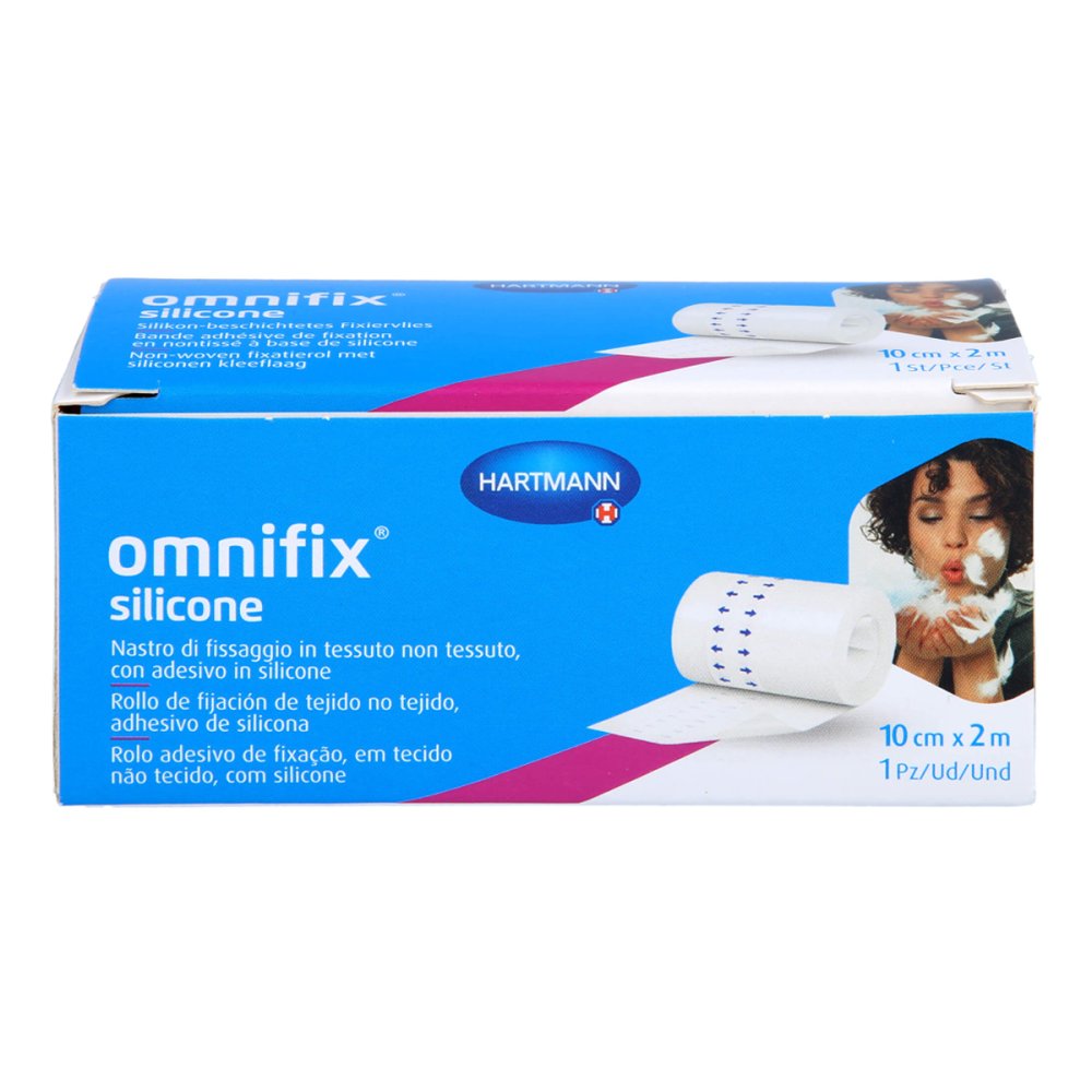 Das Produktfoto zeigt Omnifix Silicone Fixiervlies 10 Cmx2 M (1 stk) PZN 16830956