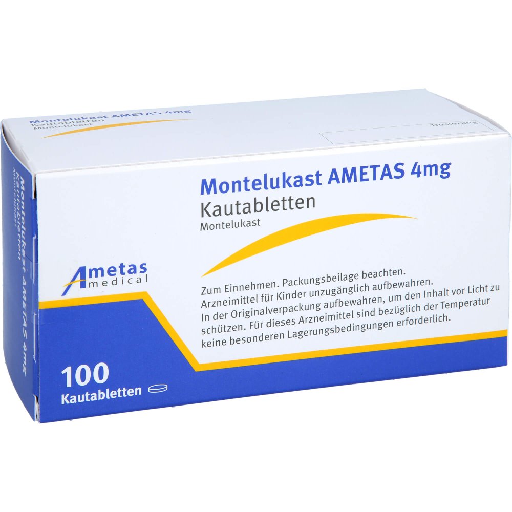 Das Produktfoto zeigt Montelukast Ametas 4 Mg Kautabletten (100 stk) PZN 16867422