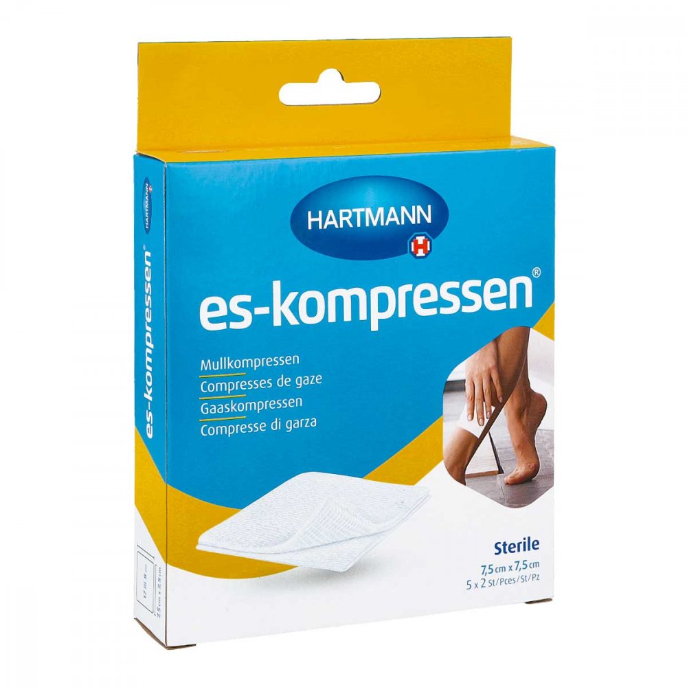 Es-Kompressen Steril 7,5x7,5 Cm 8fach 17fädig (5X2 stk)
