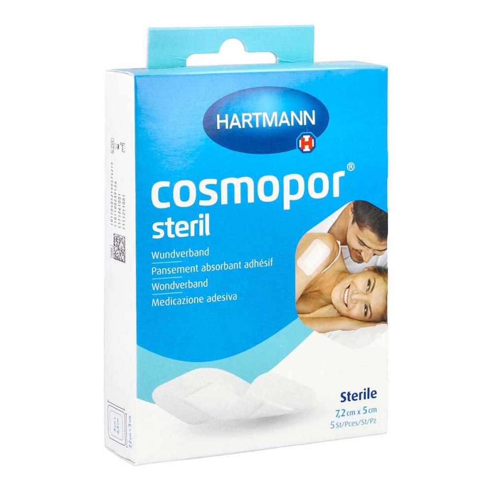 Das Produktfoto zeigt Cosmopor Steril Wundverband 5x7,2 Cm Otc (5 stk) PZN 16875918