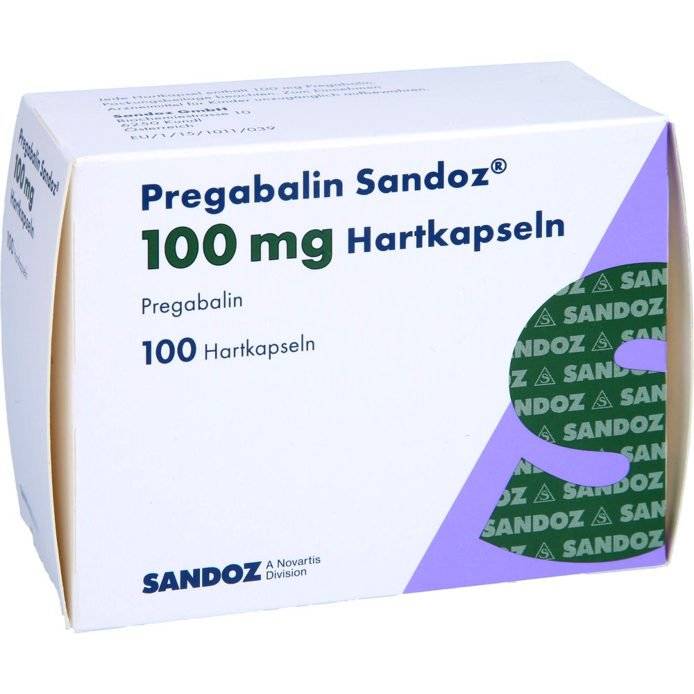 Das Produktfoto zeigt Pregabalin Sandoz 100 Mg Hartkapseln (100 stk) PZN 16887092