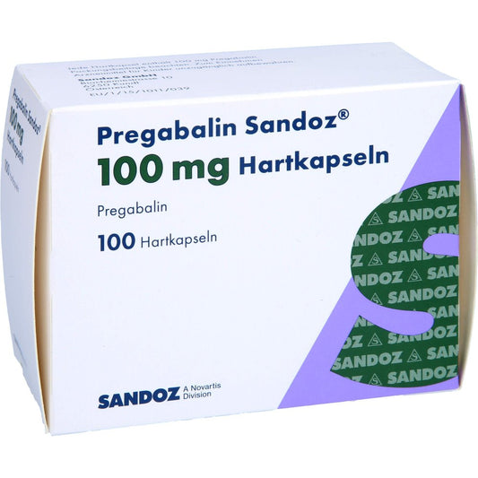 Das Produktfoto zeigt Pregabalin Sandoz 100 Mg Hartkapseln (100 stk) PZN 16887092