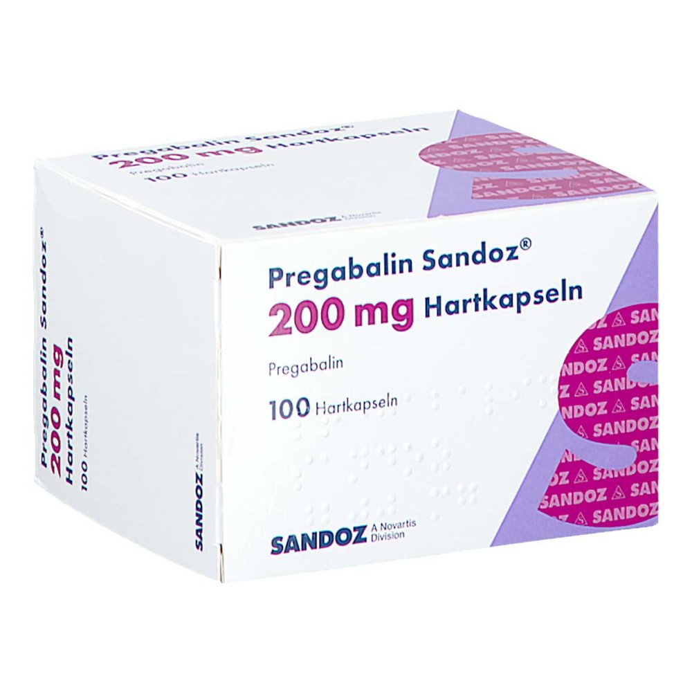 Das Produktfoto zeigt Pregabalin Sandoz 200 Mg Hartkapseln (100 stk) PZN 16887198