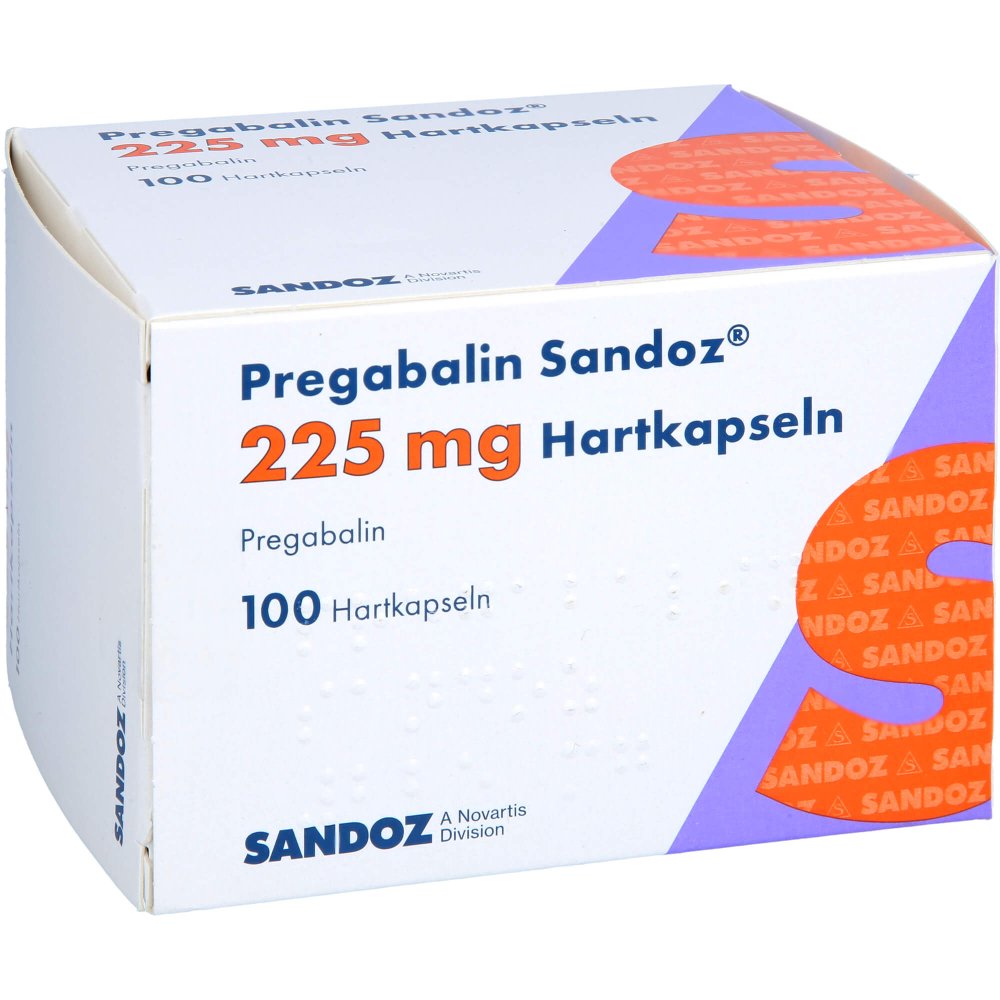 Das Produktfoto zeigt Pregabalin Sandoz 225 Mg Hartkapseln (100 stk) PZN 16887229