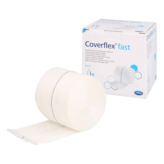 Das Produktfoto zeigt Coverflex Fast Schlauchverb.Gr.3 7,5 Cmx10 M Weiß (1 stk) PZN 16889530