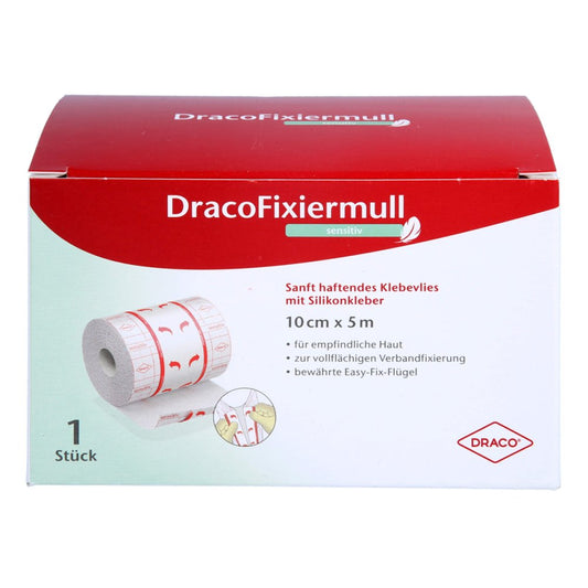 Das Produktfoto zeigt Dracofixiermull Sensitiv 10 Cmx5 M (1 stk) PZN 16890065