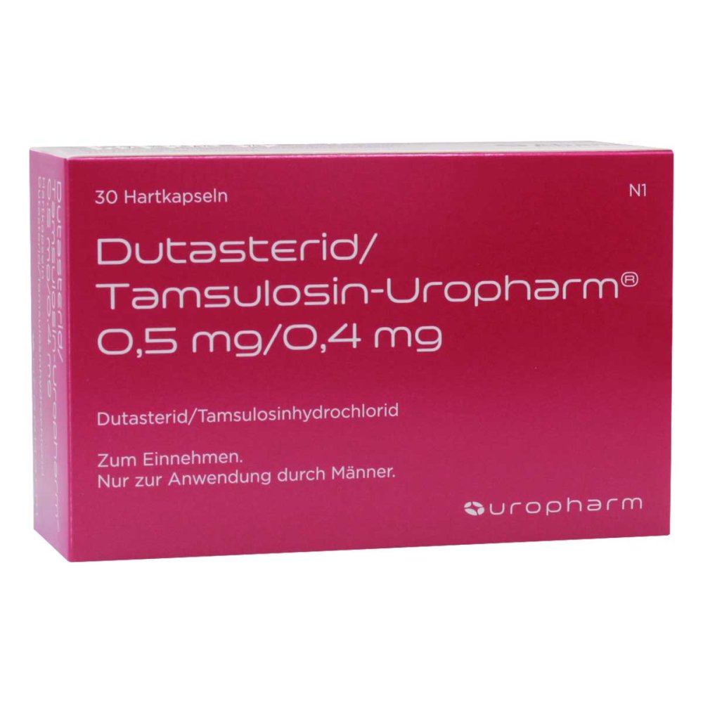 Das Produktfoto zeigt Dutasterid/Tamsulosin-Uropharm 0,5mg/0,4mg Hartk. (30 stk) PZN 16891225