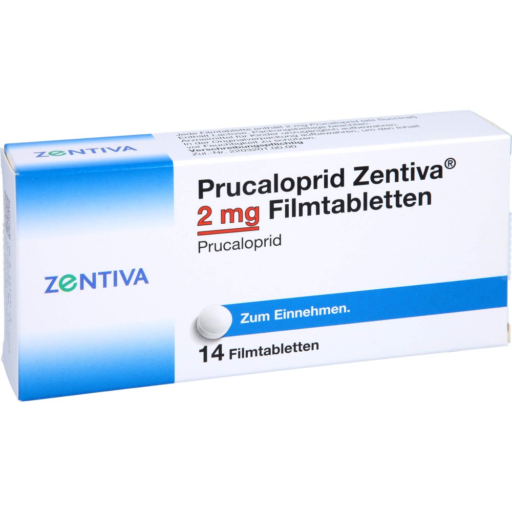 Das Produktfoto zeigt Prucaloprid Zentiva 2 Mg Filmtabletten (14 stk) PZN 16942425