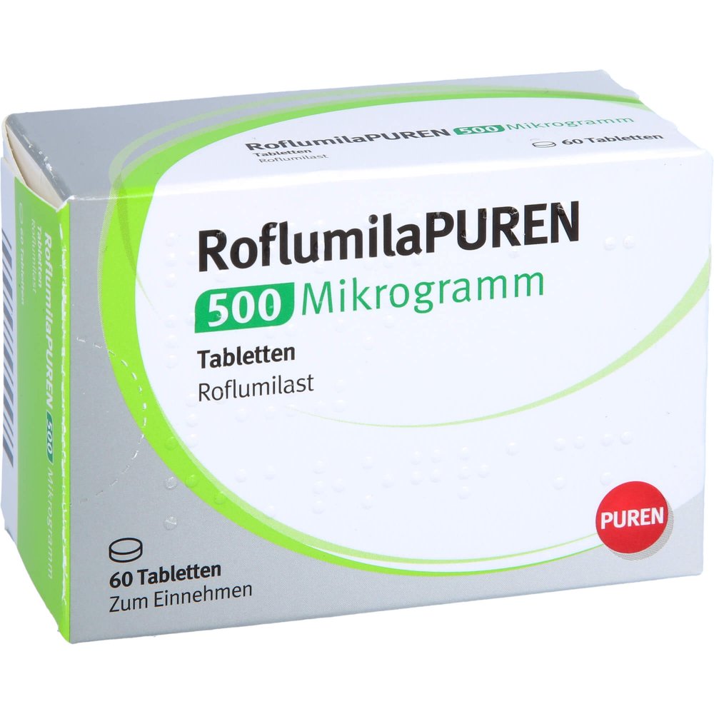 Das Produktfoto zeigt Roflumilapuren 500 Mikrogramm Tabletten (60 stk) PZN 16943123