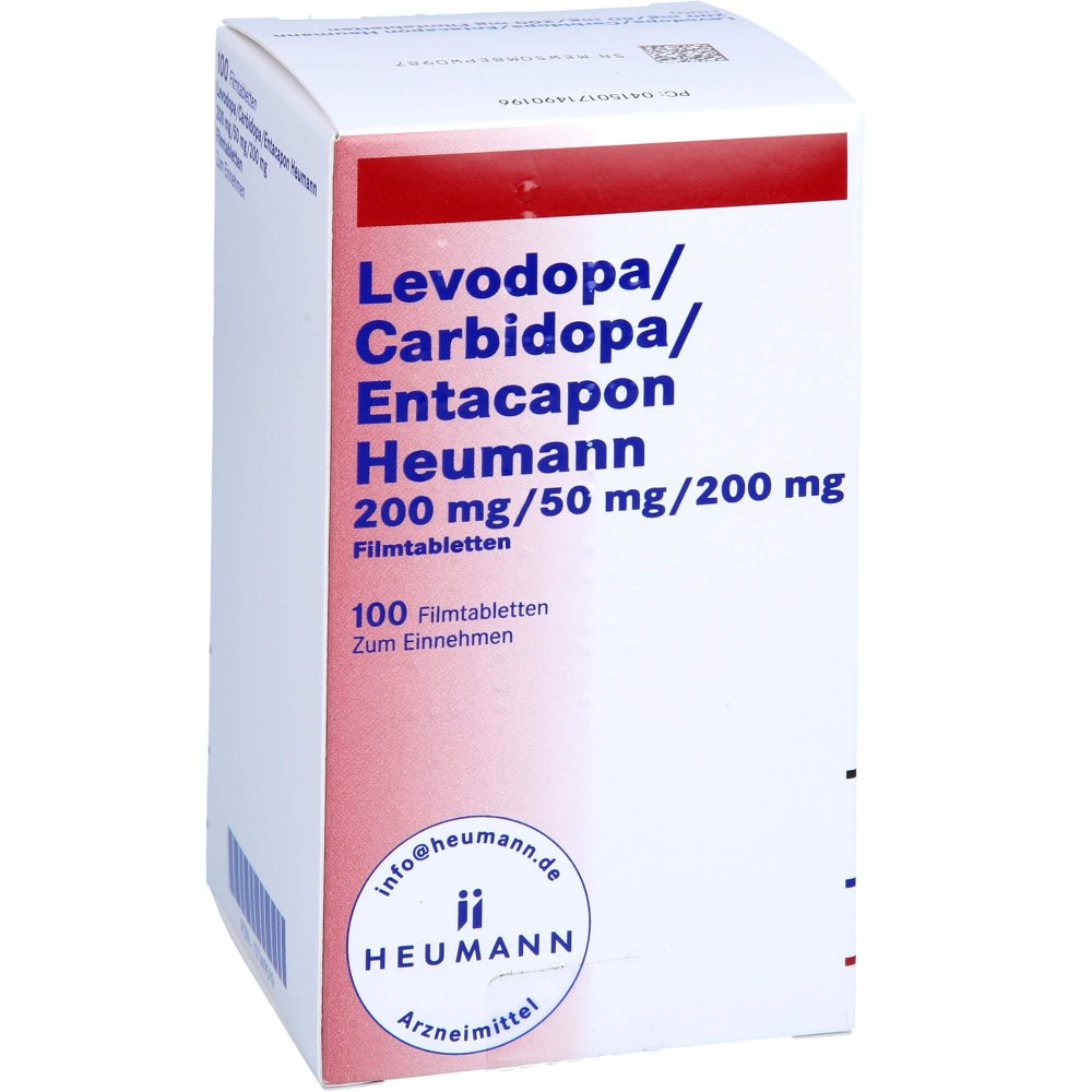 Das Produktfoto zeigt Levodopa/Carbidopa/Entacapon Heumann 200/50/200 (100 stk) PZN 17149019