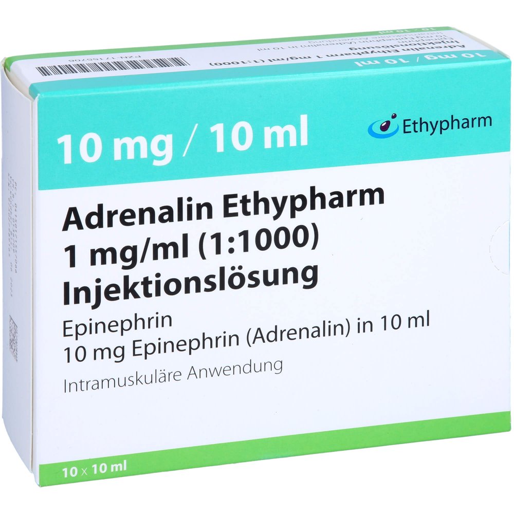 Adrenalin Ethypharm 1 Mg/Ml 1:1000 Injektionslsg. (10X10 ml)