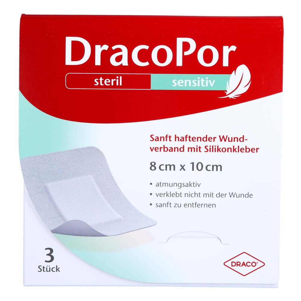 Dracopor Sensitiv 8x10 Cm Steril M.Silikonkleber (3 stk)