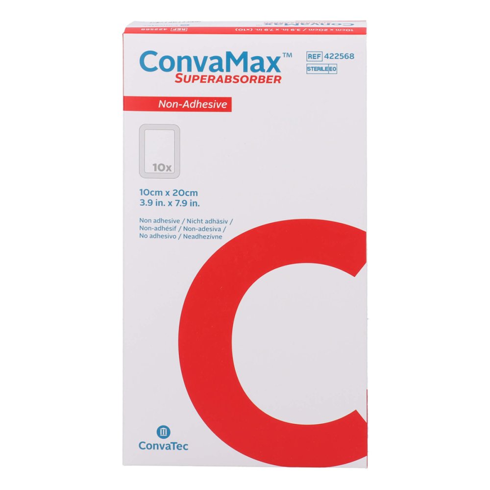 Das Produktfoto zeigt Convamax Superabsorber Nicht Adhäsiv 10x20 Cm (10 stk) PZN 17200157