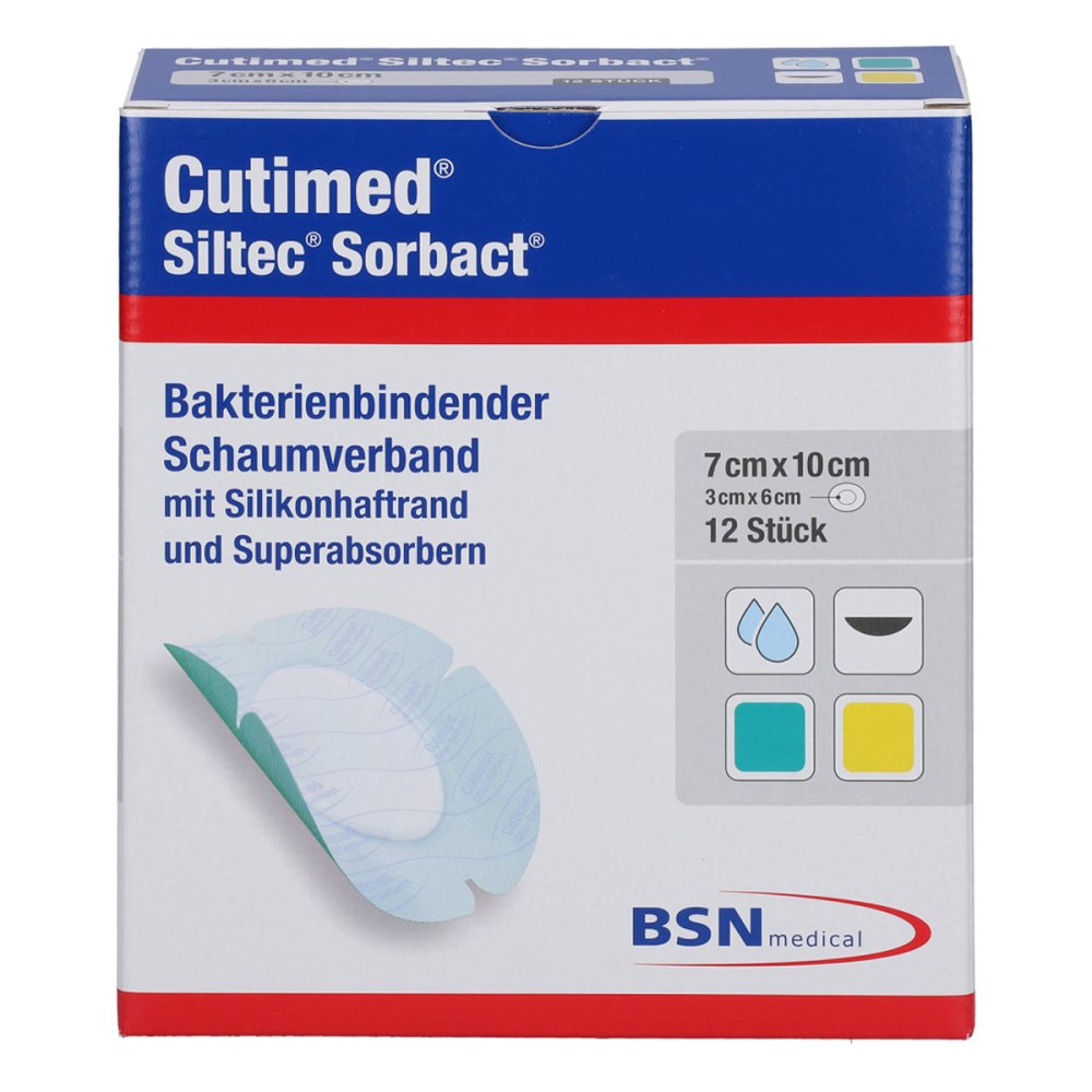 Cutimed Siltec Sorbact Pu-Verb.7x10 Cm Oval (12 stk)