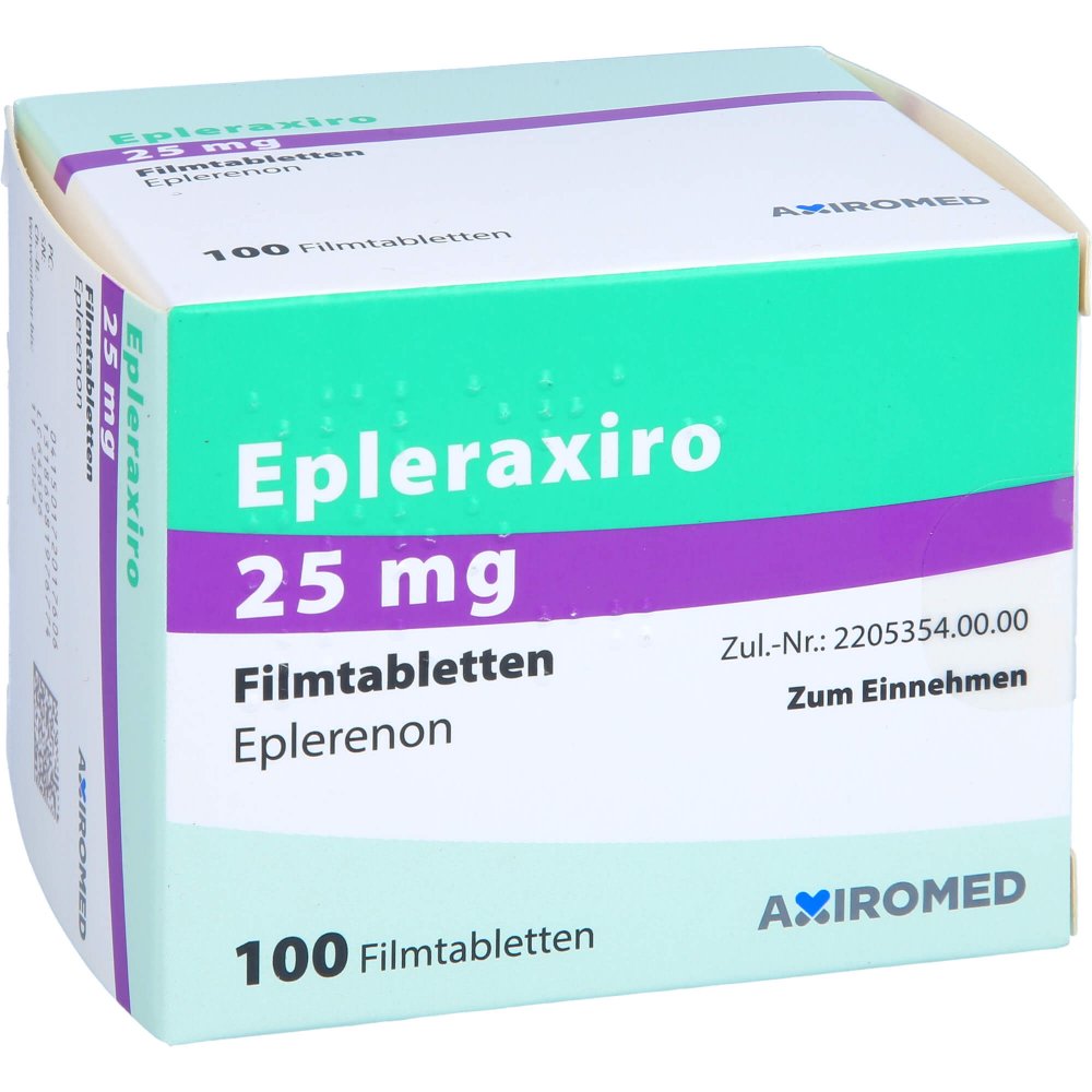 Das Produktfoto zeigt Epleraxiro 25 Mg Filmtabletten (100 stk) PZN 17201760