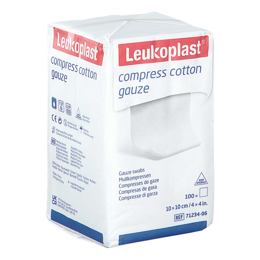 Leukoplast Compress Cotton Gauze 10x10cm Unst.12f (100 stk)