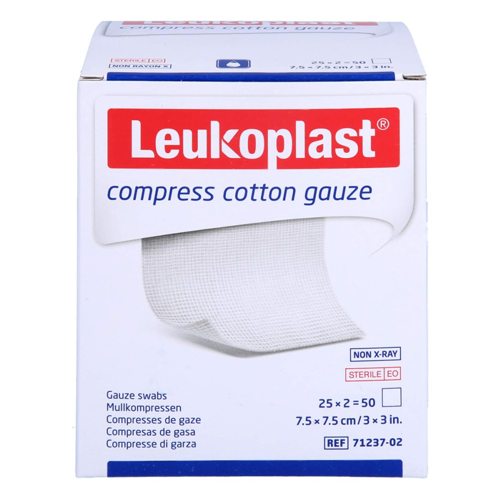 Leukoplast Compress Cotton Gauze 7,5x7,5cm Ste.8f (25X2 stk)