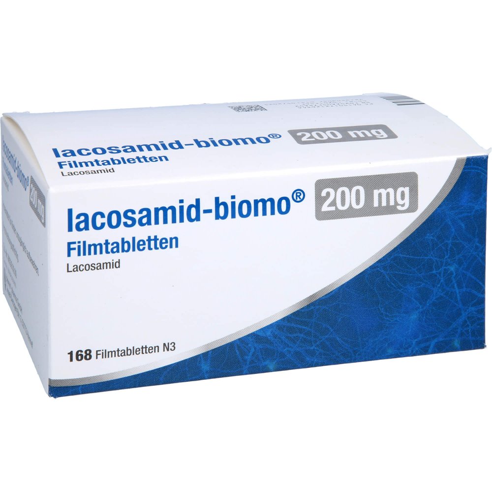 Das Produktfoto zeigt Lacosamid-Biomo 200 Mg Filmtabletten (168 stk) PZN 17212634