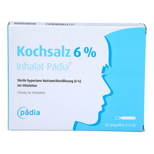 Das Produktfoto zeigt Kochsalz 6% Inhalat Pädia Ampullen (20 stk) PZN 17231620