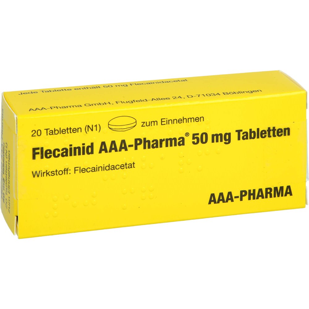 Das Produktfoto zeigt Flecainid Aaa-Pharma 50 Mg Tabletten (20 stk) PZN 17244829