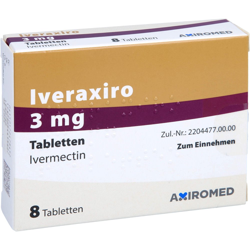 Das Produktfoto zeigt Iveraxiro 3 Mg Tabletten (8 stk) PZN 17247845