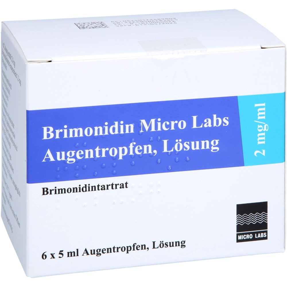 Das Produktfoto zeigt Brimonidin Micro Labs 2 Mg/Ml Augentropfen (6X5 ml) PZN 17248980