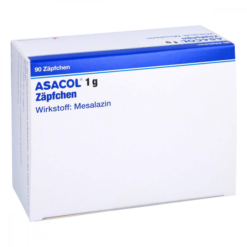 Das Produktfoto zeigt Asacol 1 G Zäpfchen (90 stk) PZN 17259015