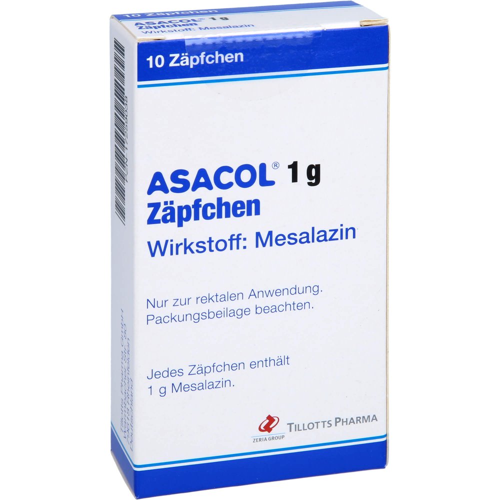 Das Produktfoto zeigt Asacol 1 G Zäpfchen (10 stk) PZN 17259038