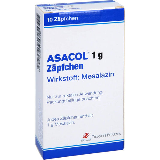 Das Produktfoto zeigt Asacol 1 G Zäpfchen (10 stk) PZN 17259038