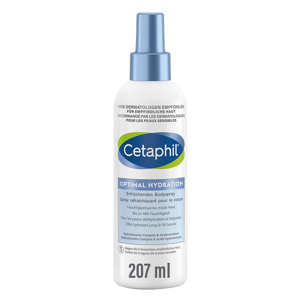 Das Produktfoto zeigt Cetaphil Optimal Hydration Bodyspray (207 ml) PZN 17259133