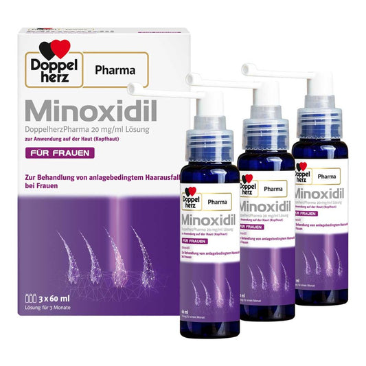 Minoxidil Doppelherzphar.20mg/Ml Lsg.Anw.Haut Frau (3X60 ml)