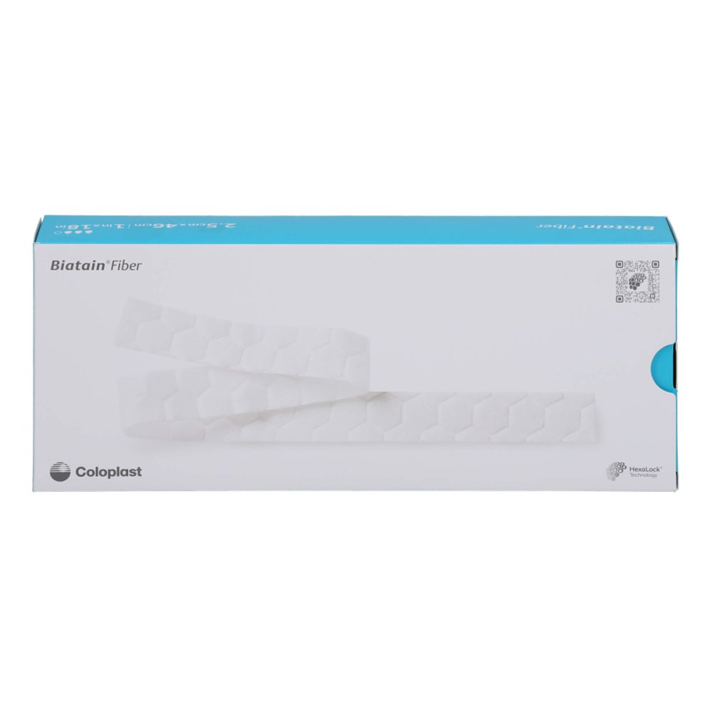 Das Produktfoto zeigt Biatain Fiber 2,5x46 Cm Faserverband Tamponade (10 stk) PZN 17270838